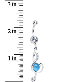 Clear Gem Aqua Bell Musical Note Dangle Belly Ring