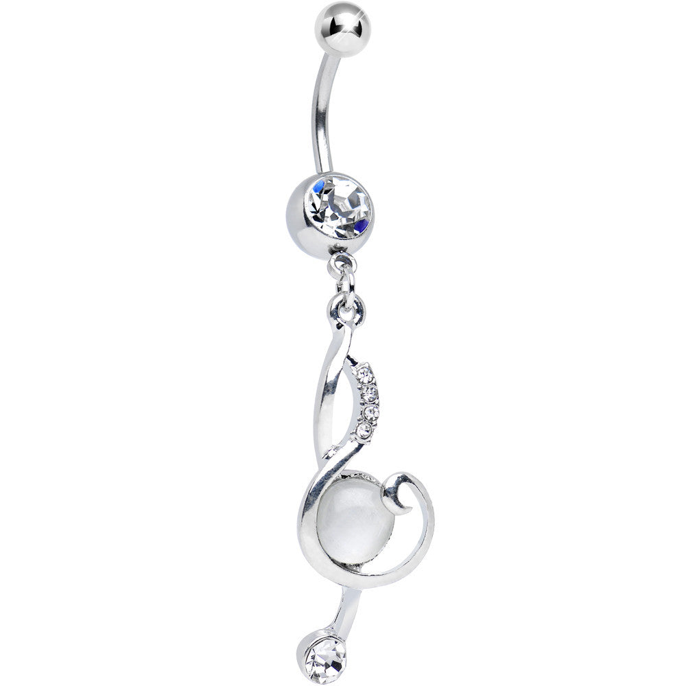 Clear Gem White Ball Musical Note Dangle Belly Ring