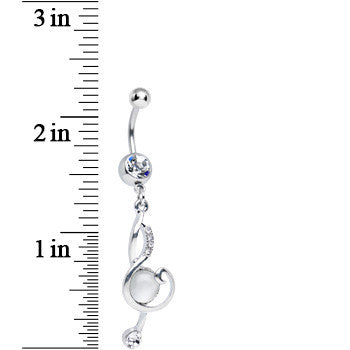 Clear Gem White Ball Musical Note Dangle Belly Ring