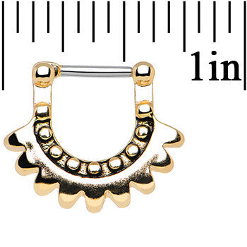 16G 5/16 Gold Tone Aztec Moon Septum Clicker