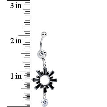 Clear CZ Black Crystal Burst Dangle Belly Ring