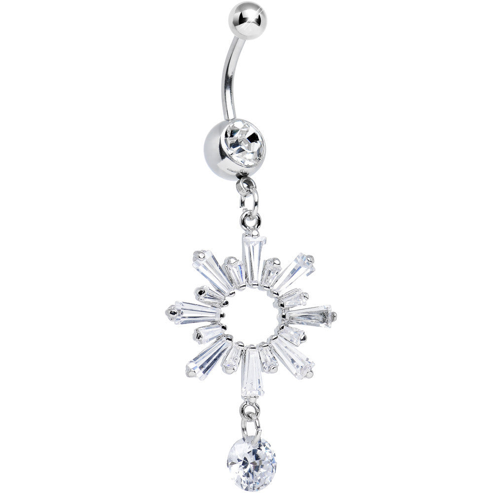 Clear CZ Clear Crystal Burst Dangle Belly Ring