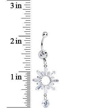 Clear CZ Clear Crystal Burst Dangle Belly Ring