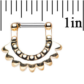14G 5/16 Gold Tone Aztec Moon Septum Clicker