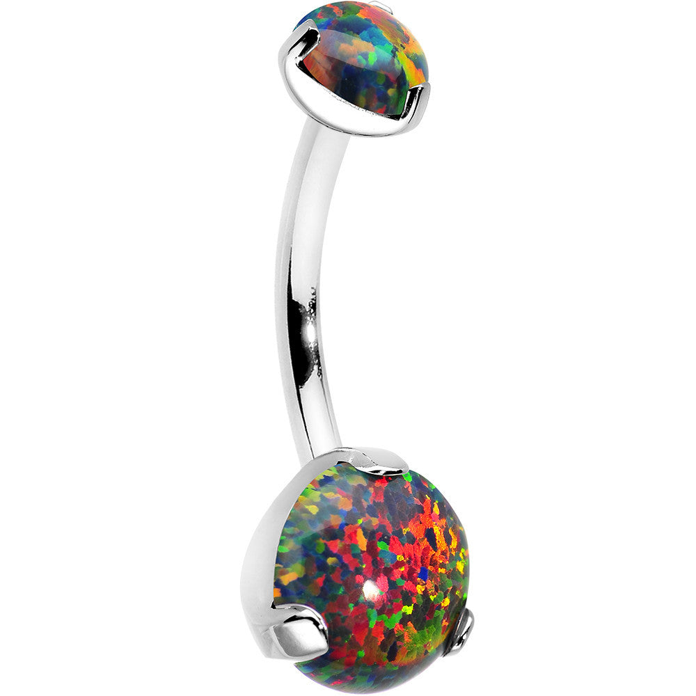Double Black Synthetic Opal Internally Threaded Belly Ring 7/16