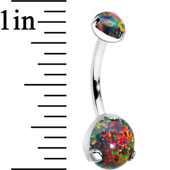 Double Black Synthetic Opal Internally Threaded Belly Ring 7/16