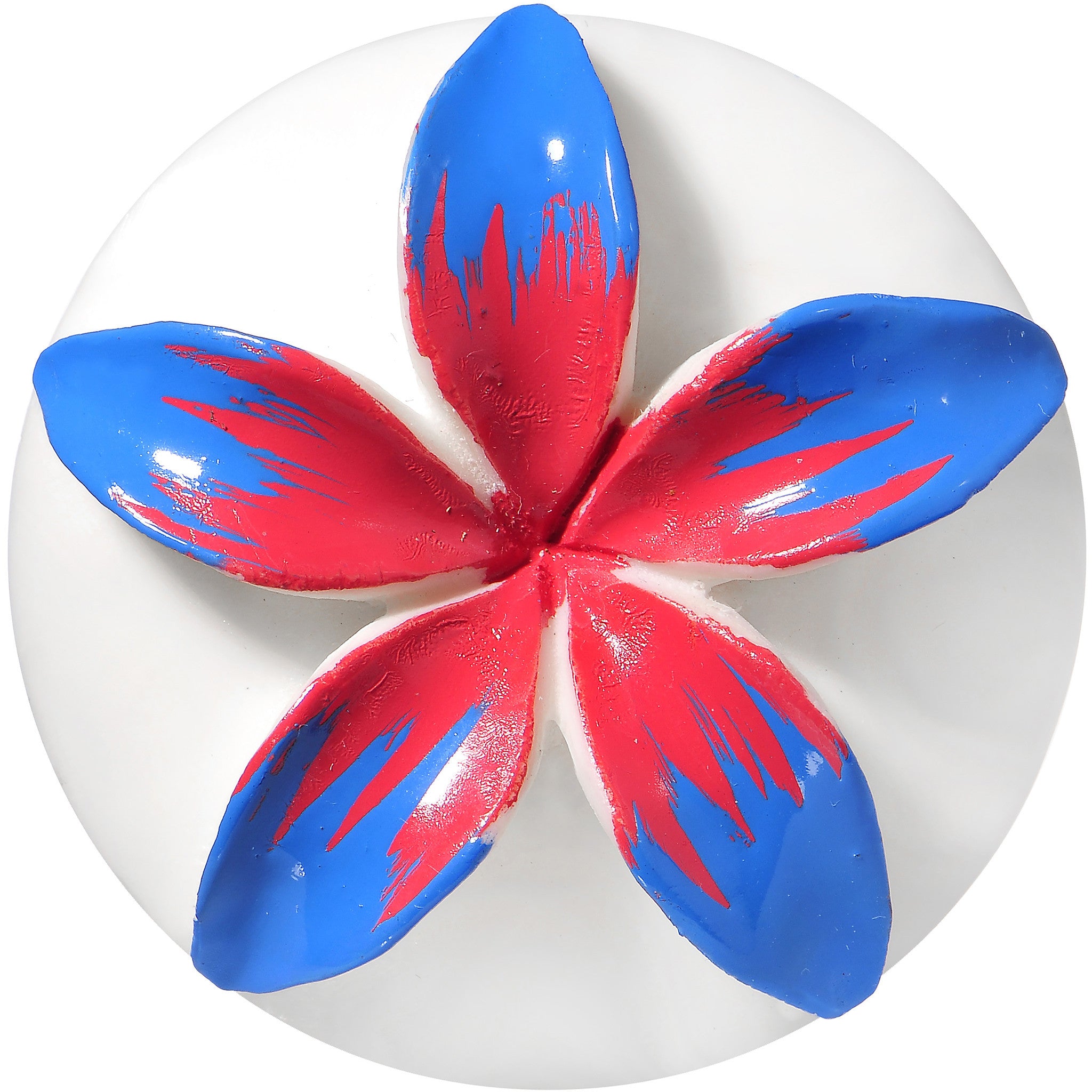 41mm Organic Buffalo Bone Blue Pink Tropical Flower Saddle Plug