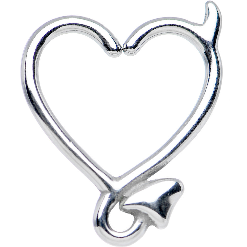 16G 3/8 Steel Devil Heart Closure Daith Cartilage Tragus Earring