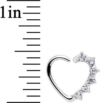 16G Clear CZ Heart Left Closure Daith Cartilage Tragus Earring
