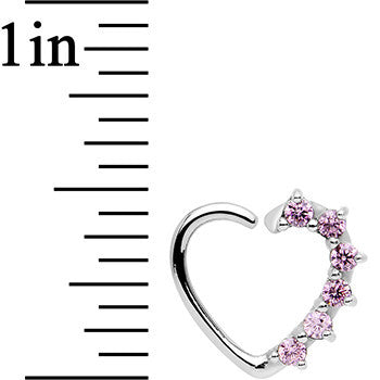 16G Pink CZ Heart Left Closure Daith Cartilage Tragus Earring