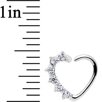 16G Clear CZ Heart Right Closure Daith Cartilage Tragus Earring