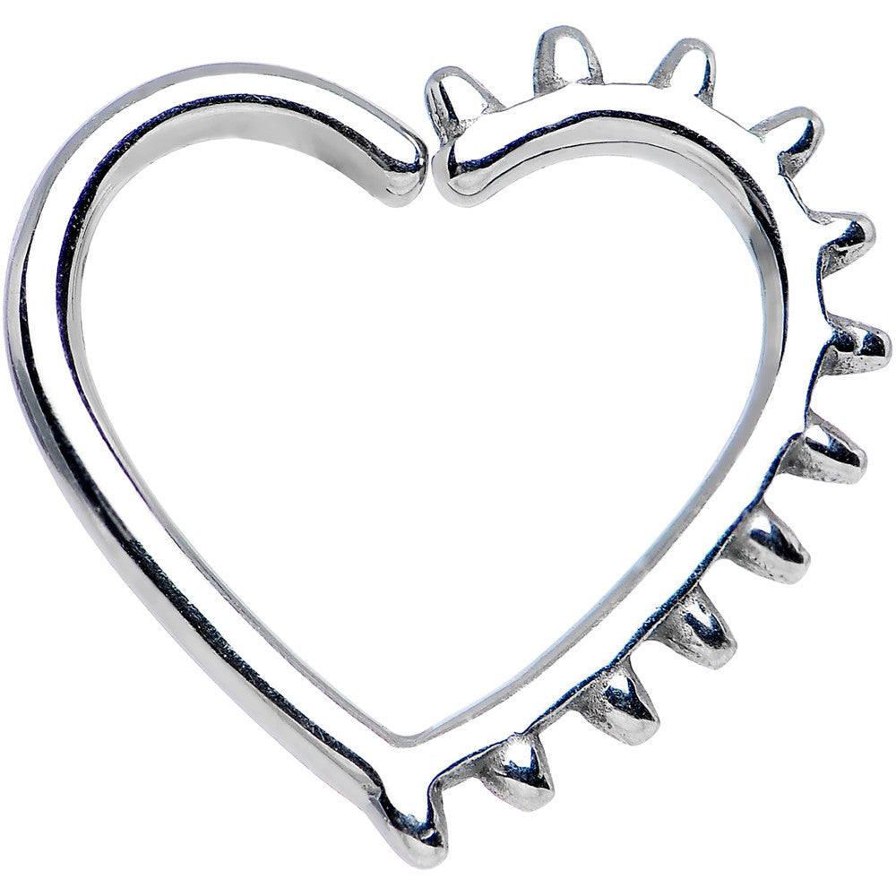 16G 3/8 Spiked Heart Closure Daith Cartilage Tragus Earring