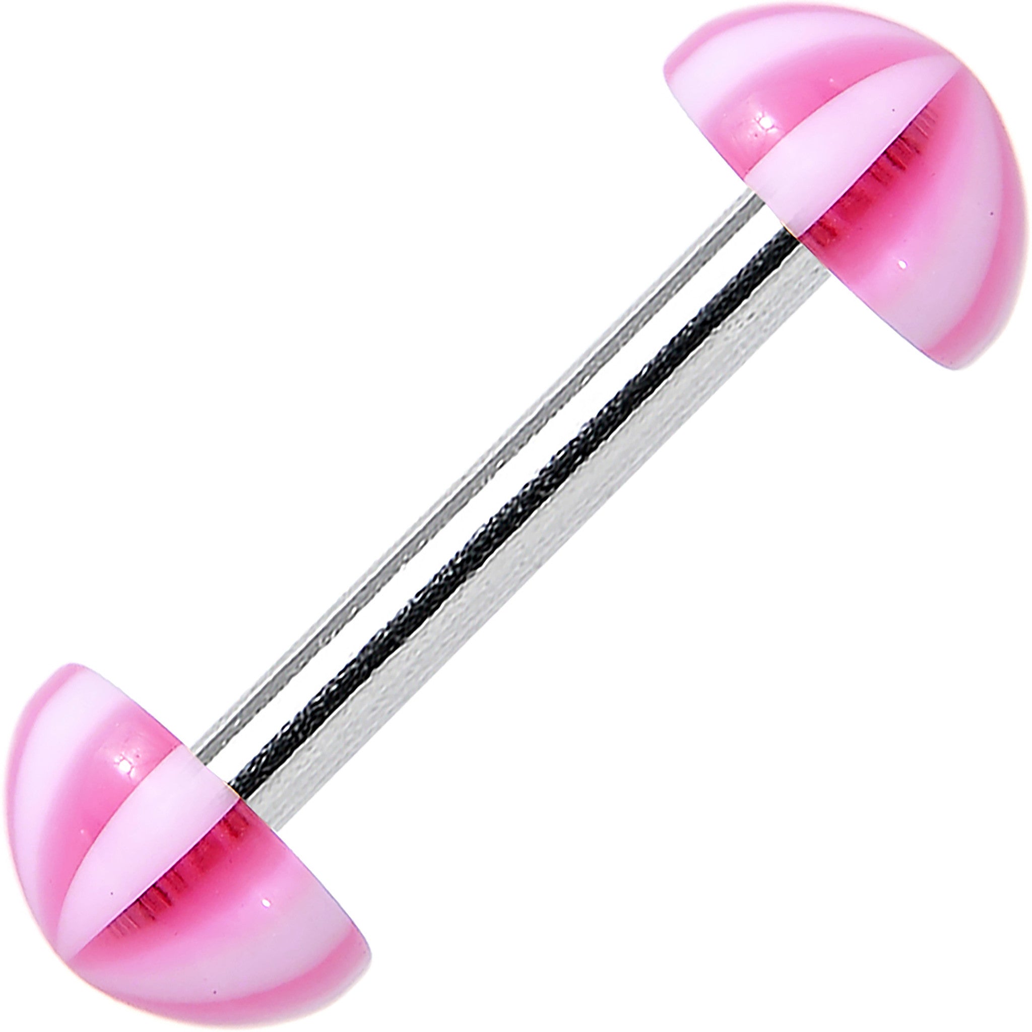 16G Pink White Acrylic Peppermint Love Barbell Eyebrow Ring 5/16