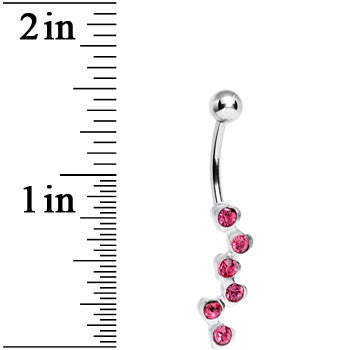 Pink Gem Shower of Hearts Belly Ring