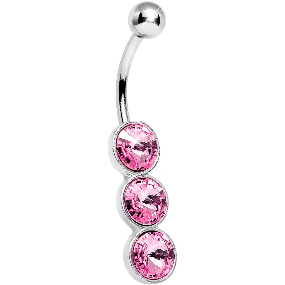 Pink Gem Triple Twinkling Drops Belly Ring
