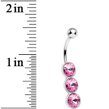 Pink Gem Triple Twinkling Drops Belly Ring