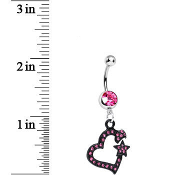 Pink Gem Celestial Bodies Dark Heart Dangle Belly Ring