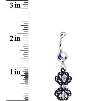 Aurora Gem Black Frilly London Lace Dangle Belly Ring