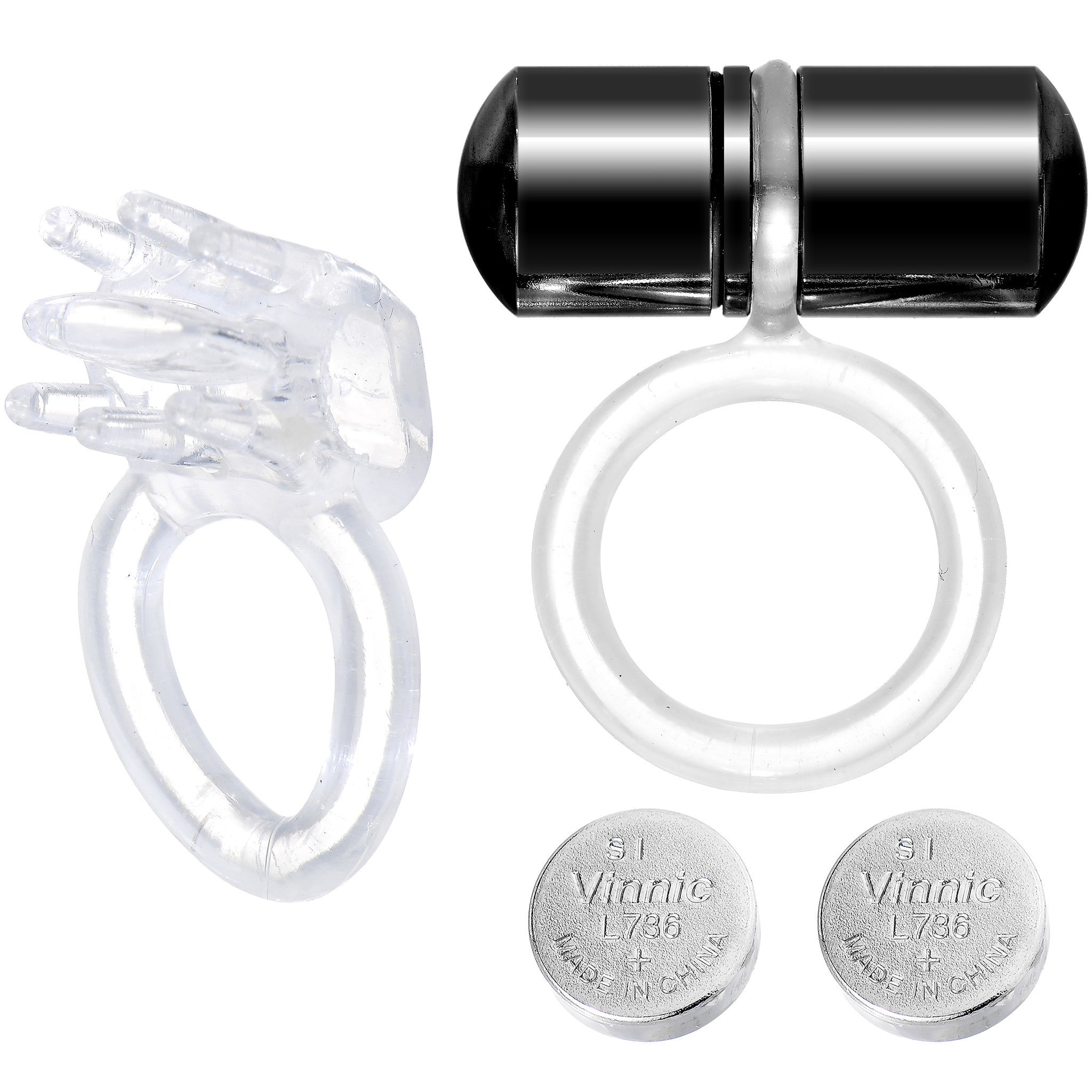 Black Titanium Lix Oral Vibrator Non-Pierced Double Ring Set