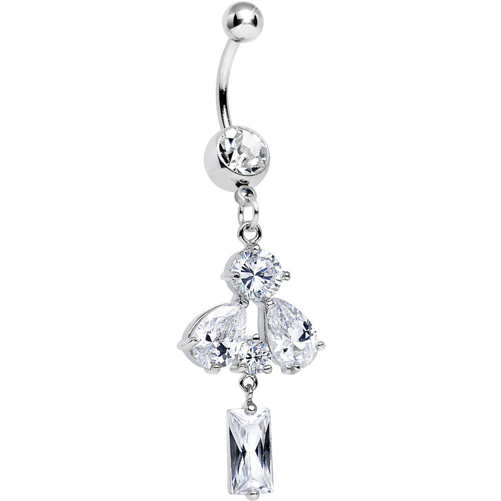 Clear Cubic Zirconia Dazzling Drops of Rain Dangle Belly Ring