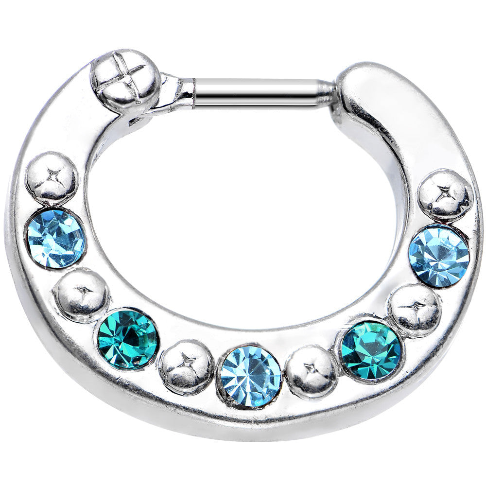 16G 1/4 Blue and Aqua Gem Septum Clicker