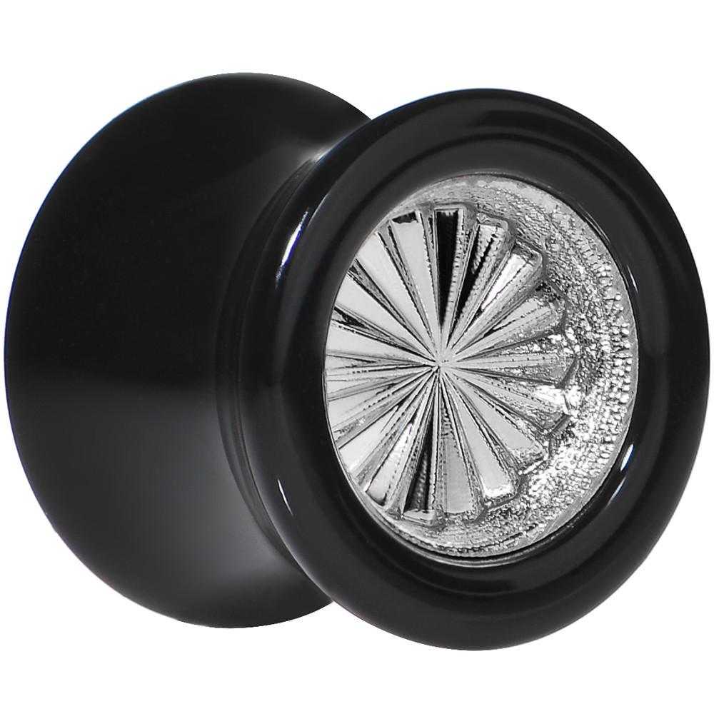 Black Acrylic Grey Flashy Tire Rim Saddle Plug 2G to 20mm