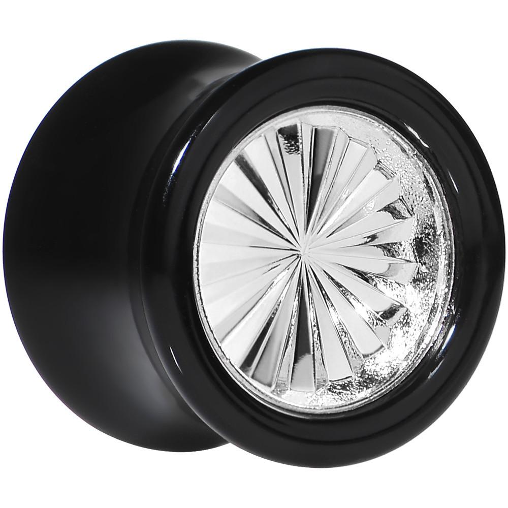 Black Acrylic Silver Flashy Tire Rim Saddle Plug 2G to 20mm