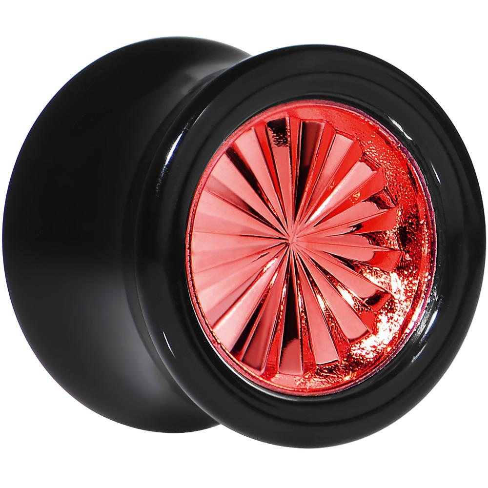 Black Acrylic Red Flashy Tire Rim Saddle Plug 2G to 20mm
