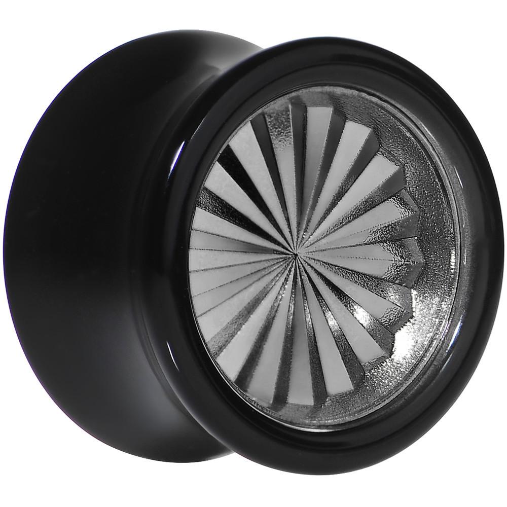 Black Acrylic Grey Flashy Tire Rim Saddle Plug 2G to 20mm