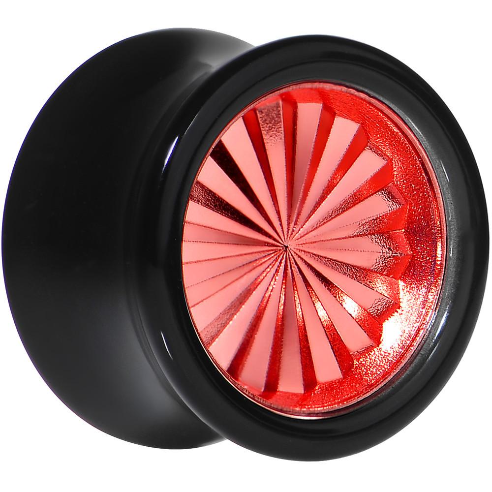 Black Acrylic Red Flashy Tire Rim Saddle Plug 2G to 20mm