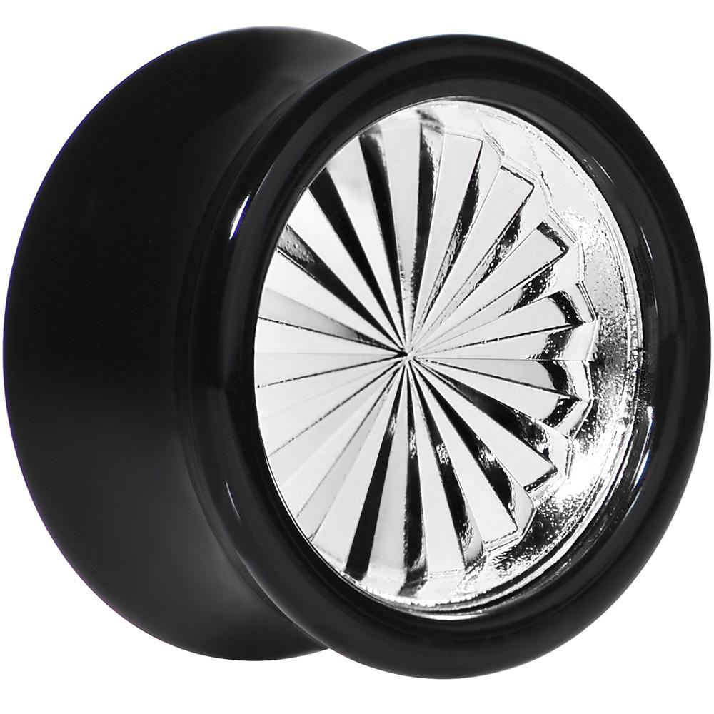 Black Acrylic Silver Flashy Tire Rim Saddle Plug 2G to 20mm
