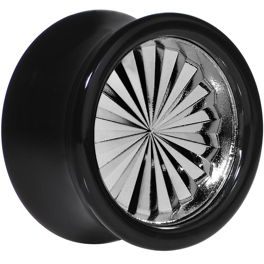 Black Acrylic Grey Flashy Tire Rim Saddle Plug 2G to 20mm