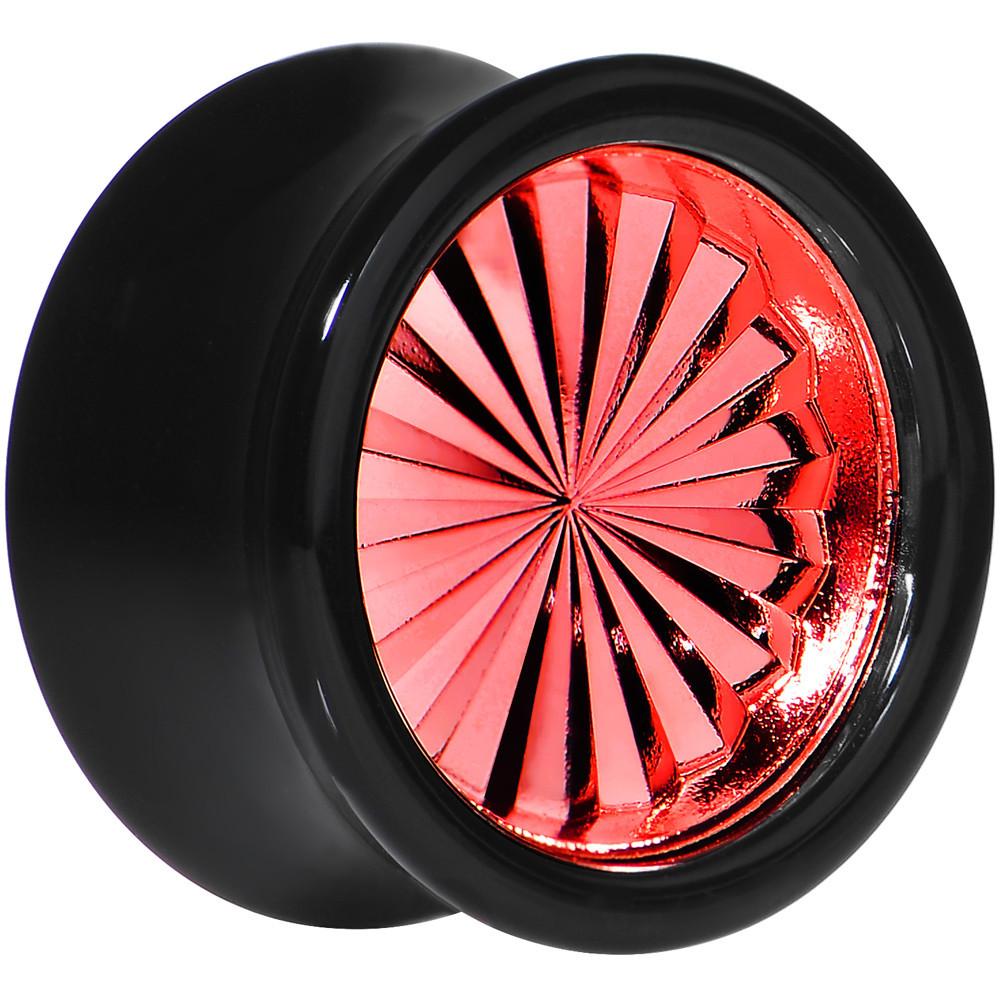 Black Acrylic Red Flashy Tire Rim Saddle Plug 2G to 20mm