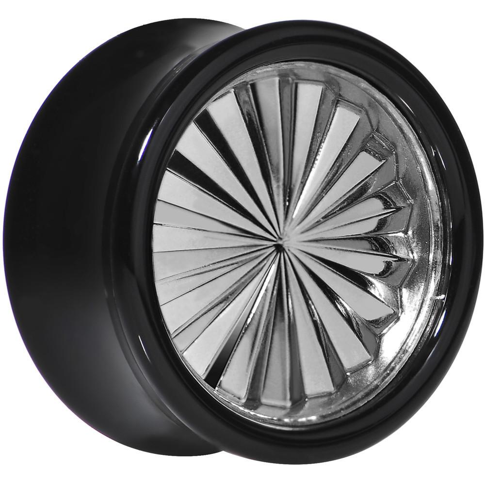 Black Acrylic Grey Flashy Tire Rim Saddle Plug 2G to 20mm