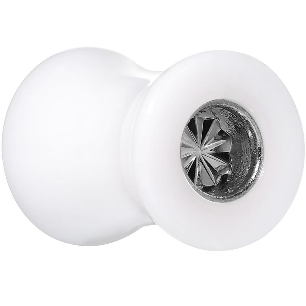 White Acrylic Grey Flashy Tire Rim Saddle Plug 2G to 20mm