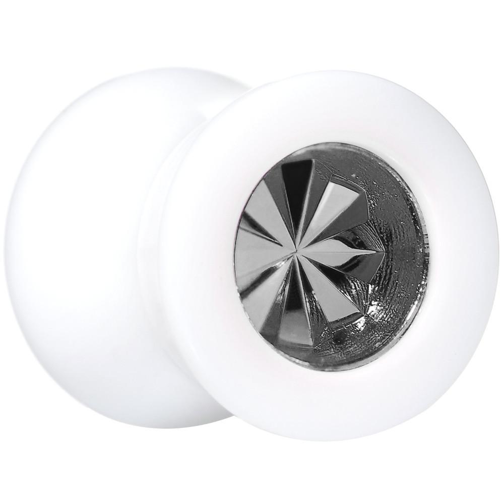 White Acrylic Grey Flashy Tire Rim Saddle Plug 2G to 20mm