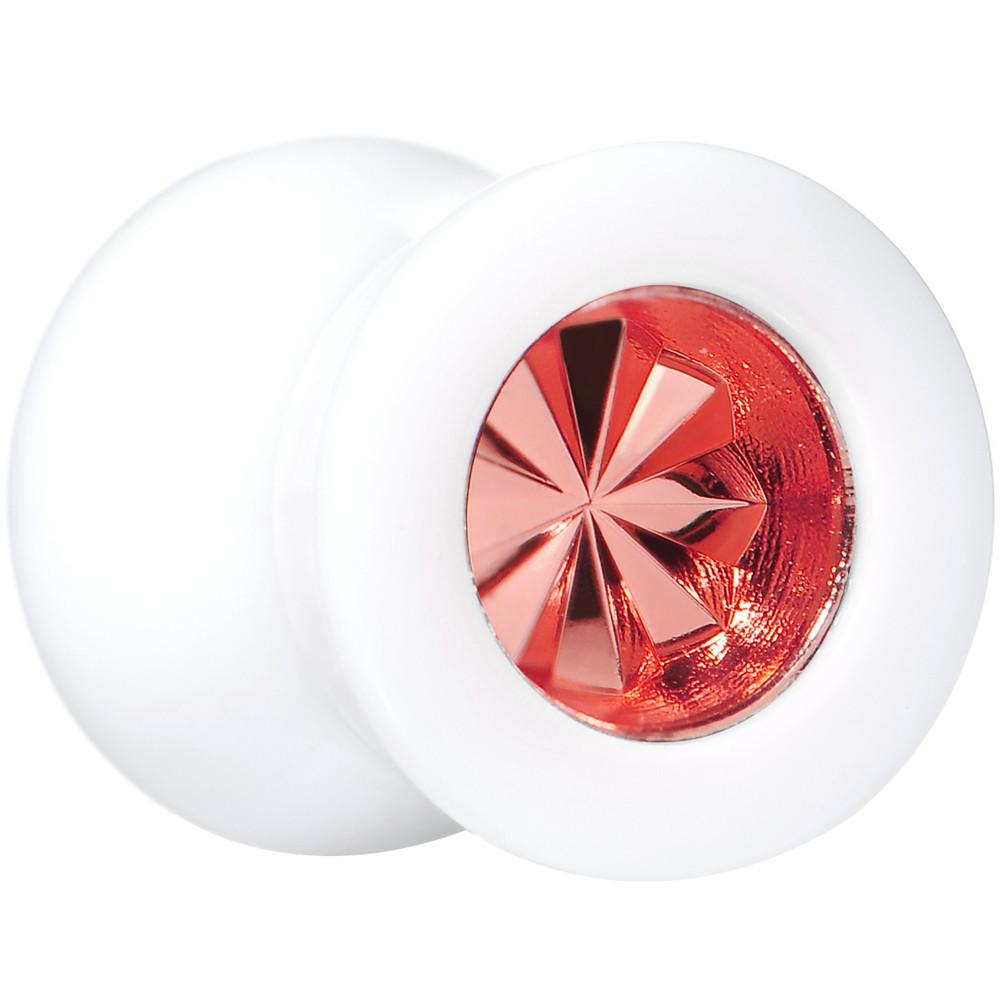White Acrylic Red Flashy Tire Rim Saddle Plug 2G to 20mm