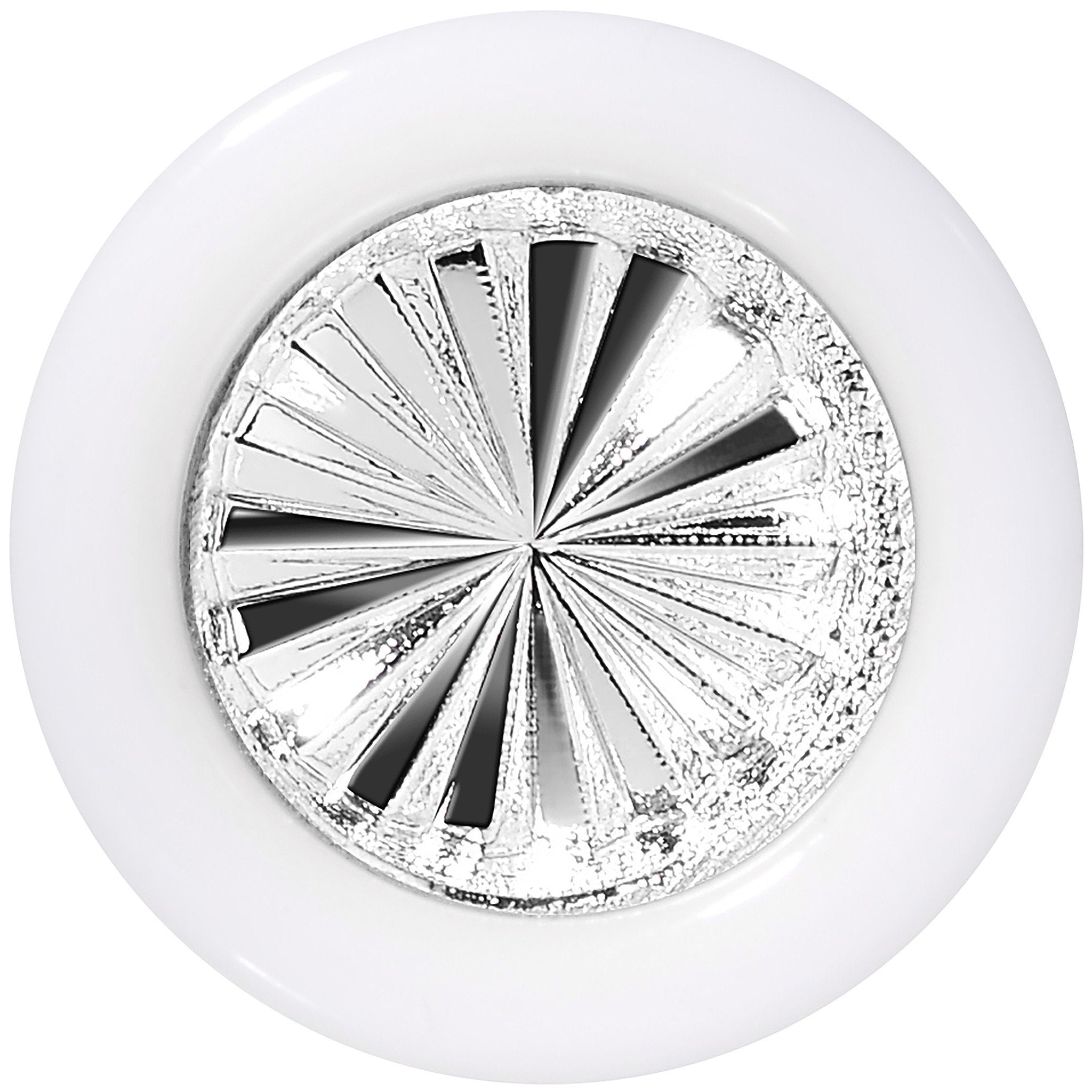 White Acrylic Silver Flashy Tire Rim Saddle Plug 2G to 20mm