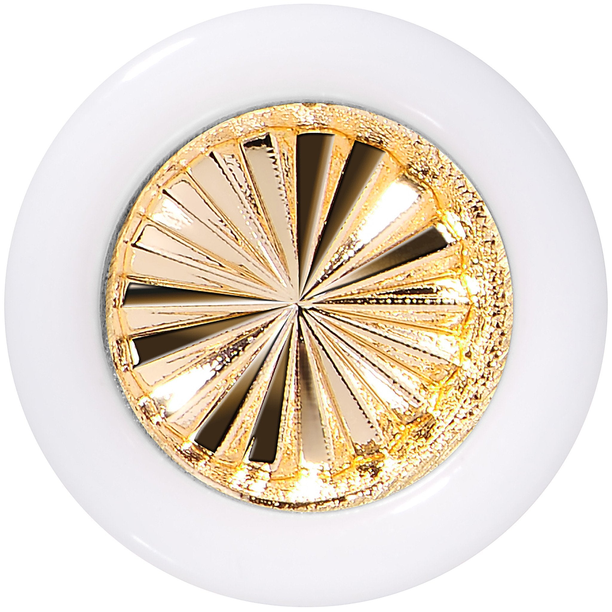 White Acrylic Gold Flashy Tire Rim Saddle Plug 2G to 20mm