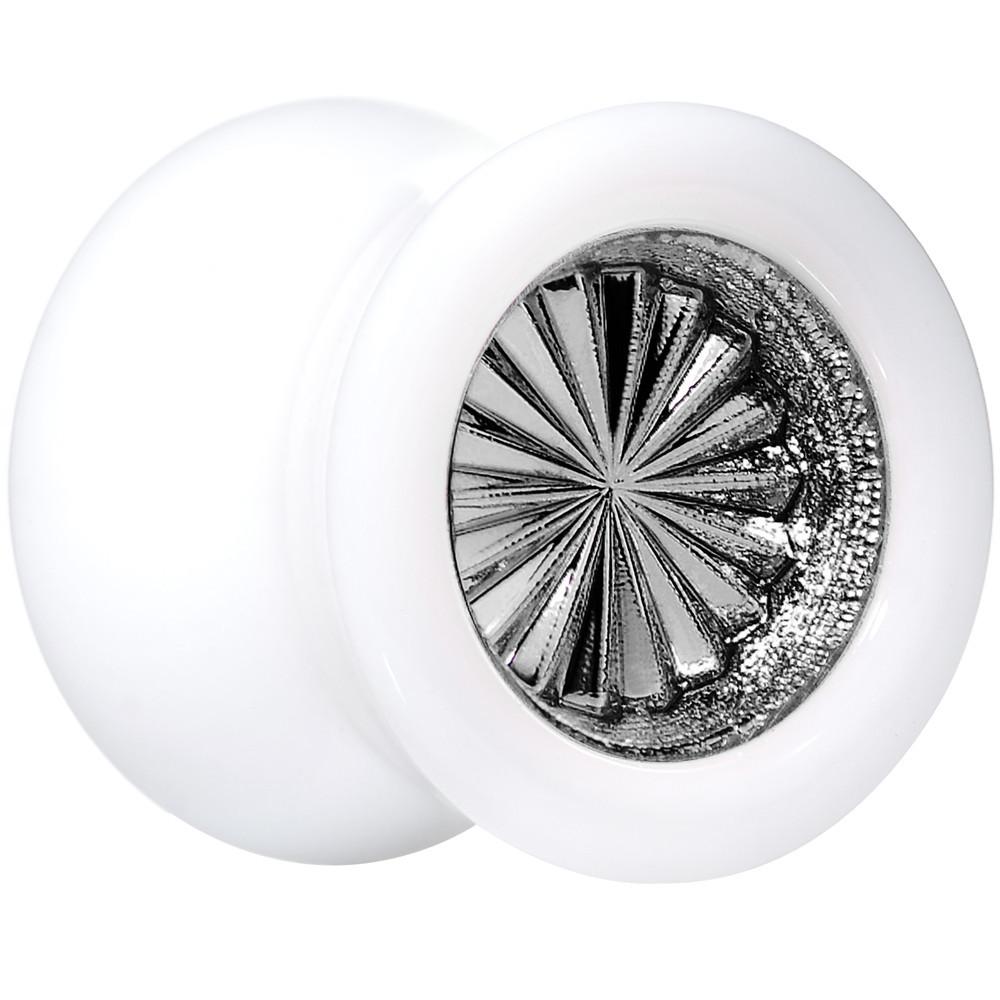 White Acrylic Grey Flashy Tire Rim Saddle Plug 2G to 20mm