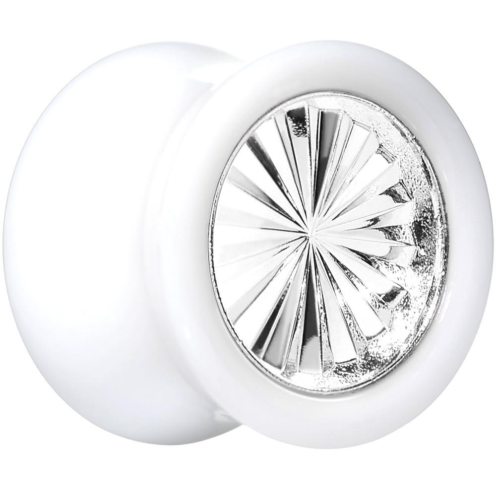 White Acrylic Silver Flashy Tire Rim Saddle Plug 2G to 20mm