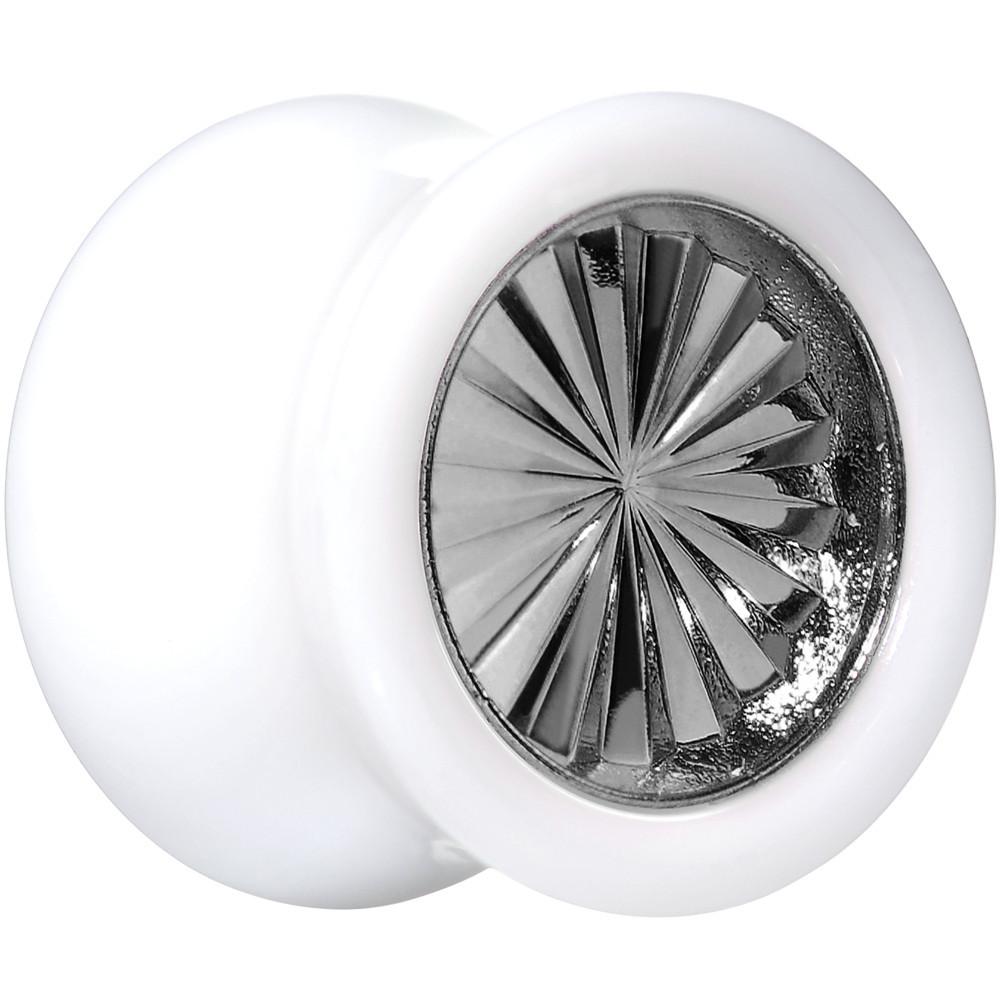 White Acrylic Grey Flashy Tire Rim Saddle Plug 2G to 20mm