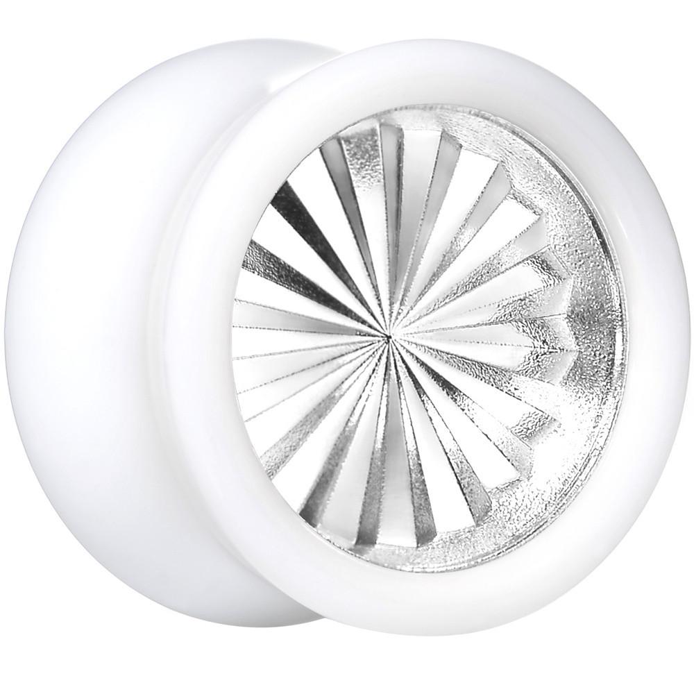 White Acrylic Silver Flashy Tire Rim Saddle Plug 2G to 20mm