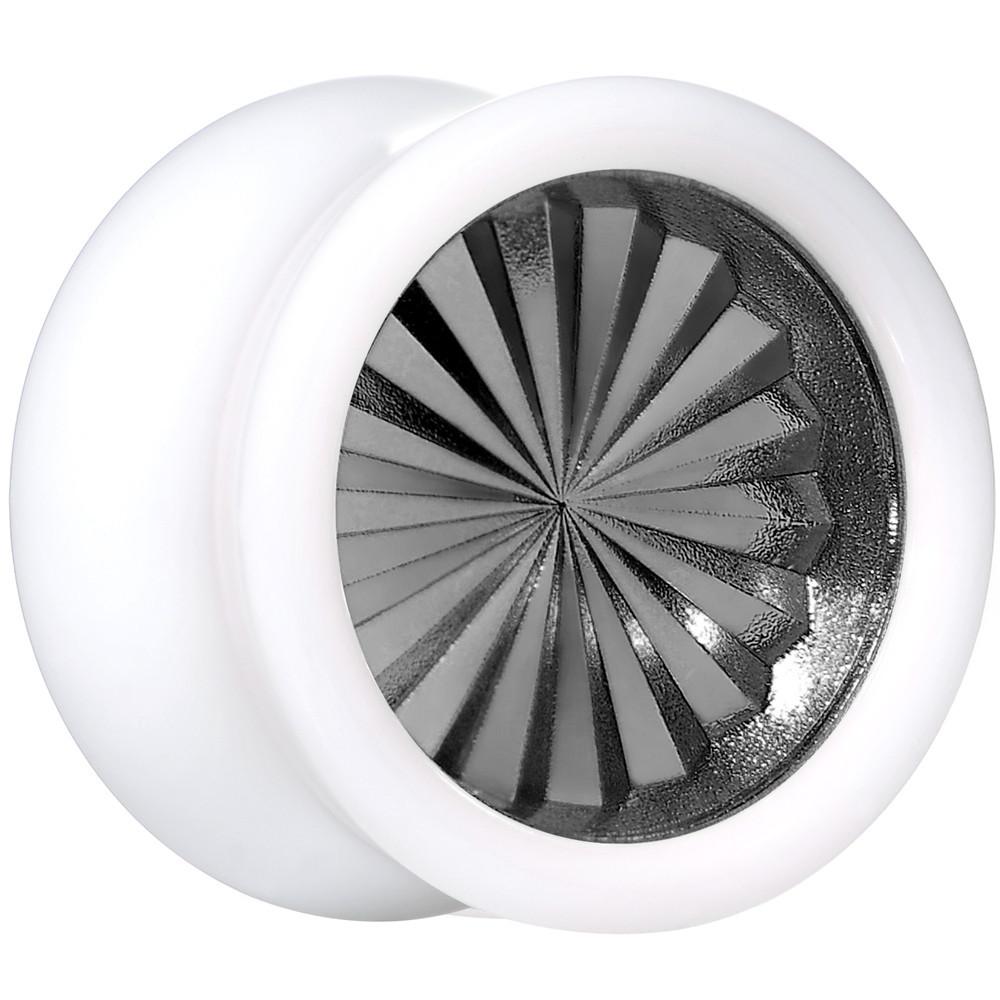 White Acrylic Grey Flashy Tire Rim Saddle Plug 2G to 20mm