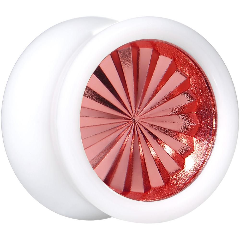 White Acrylic Red Flashy Tire Rim Saddle Plug 2G to 20mm