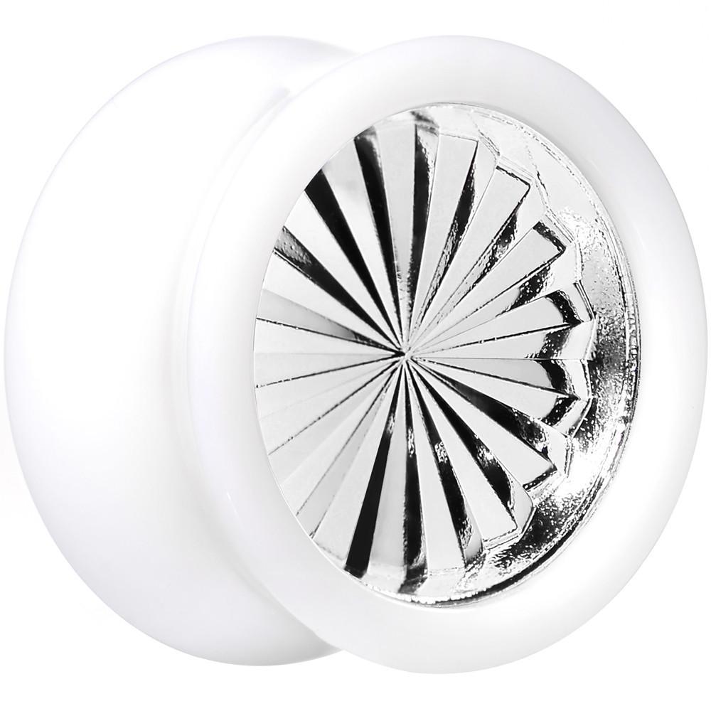 White Acrylic Silver Flashy Tire Rim Saddle Plug 2G to 20mm