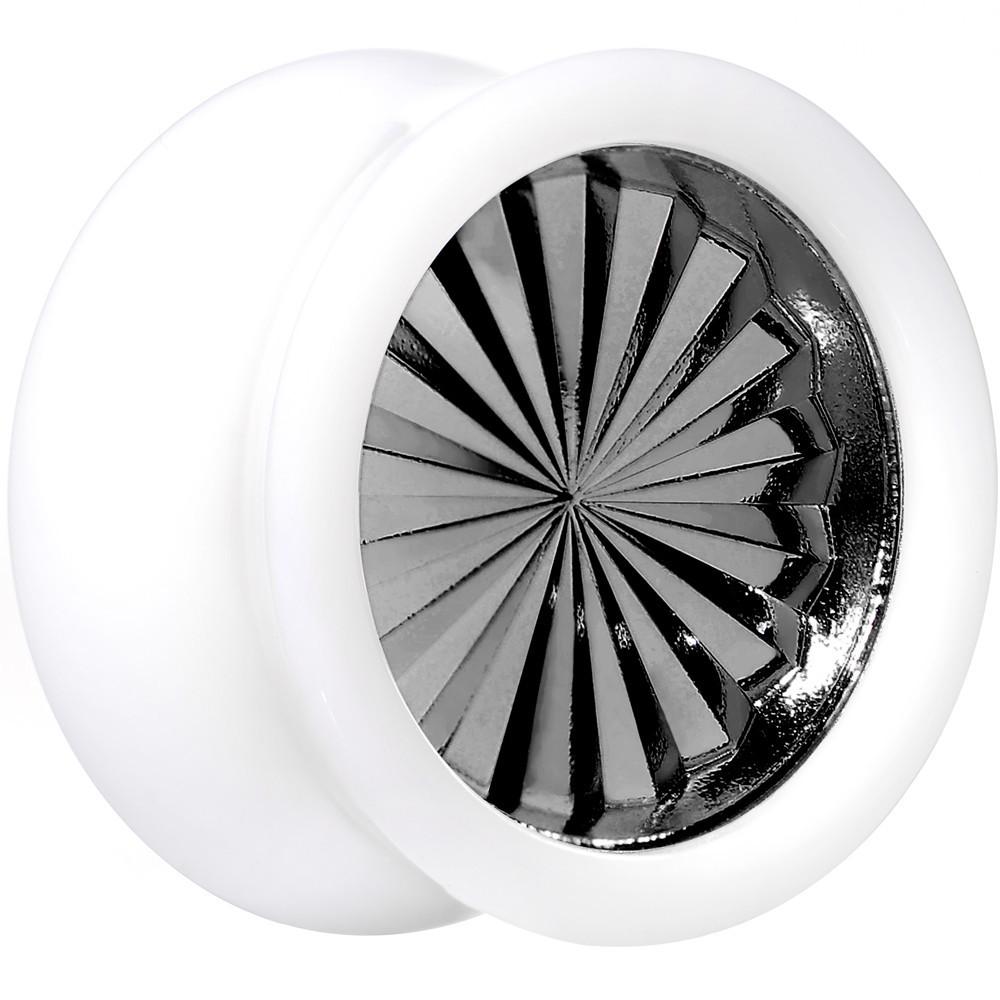 White Acrylic Grey Flashy Tire Rim Saddle Plug 2G to 20mm