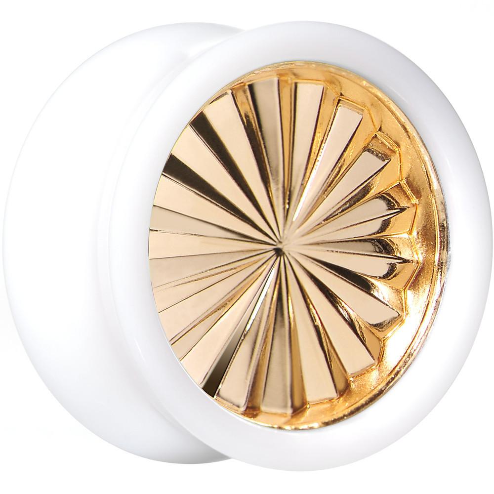 White Acrylic Gold Flashy Tire Rim Saddle Plug 2G to 20mm