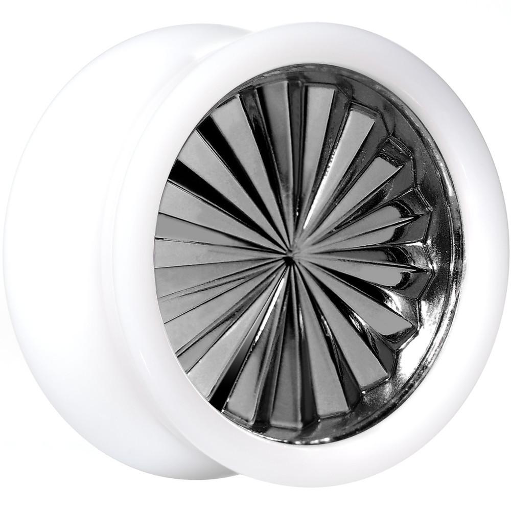 White Acrylic Grey Flashy Tire Rim Saddle Plug 2G to 20mm