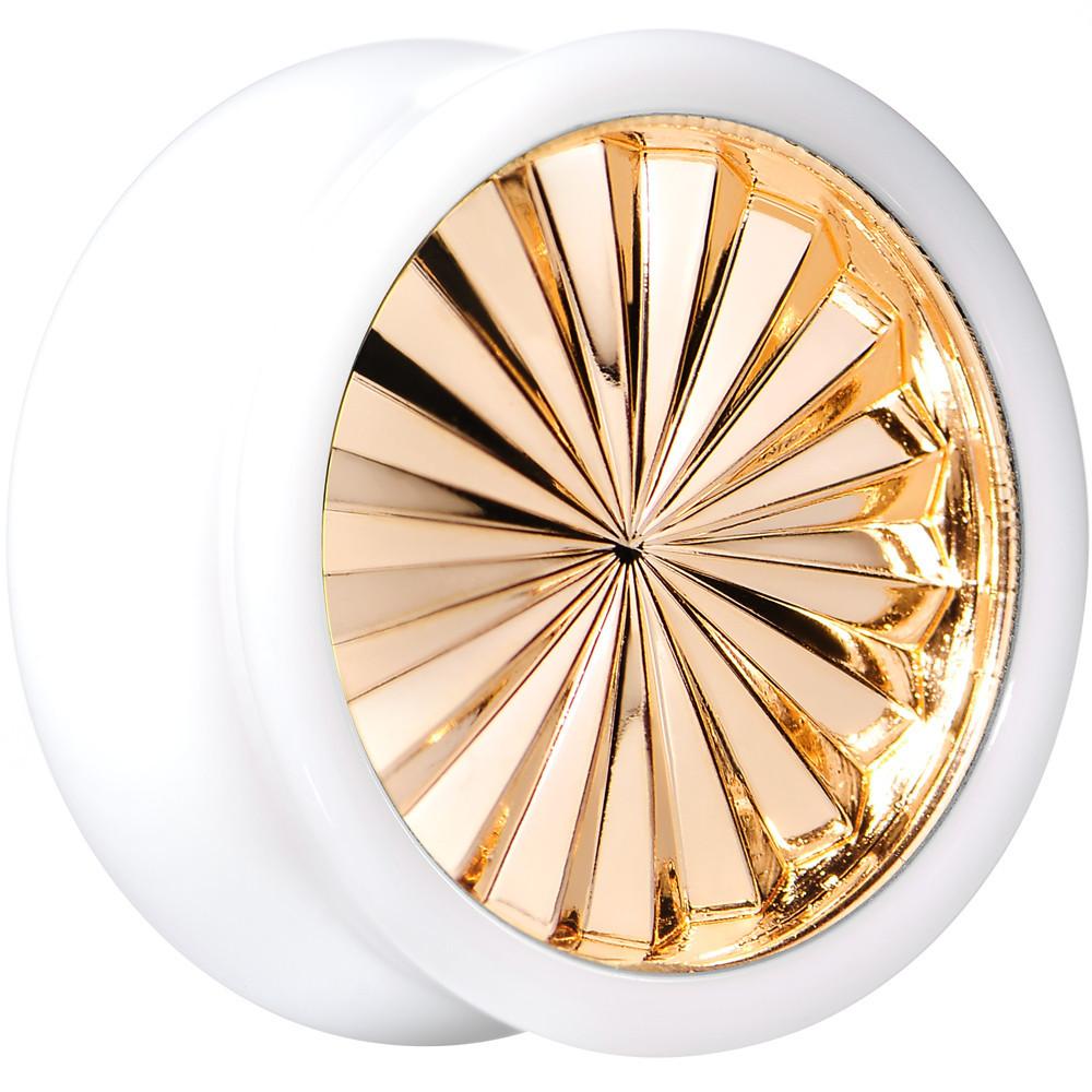 White Acrylic Gold Flashy Tire Rim Saddle Plug 2G to 20mm